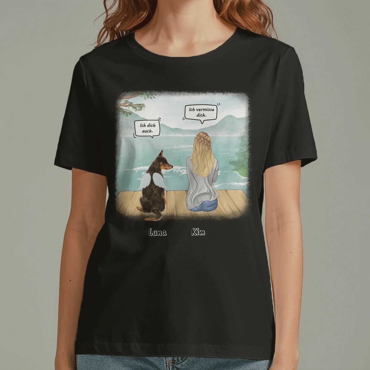 Personalisiertes T-Shirt mit Hund oder Katze - Ich vermisse dich